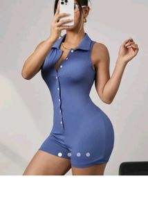 Savana Blue Button-Down Playsuit