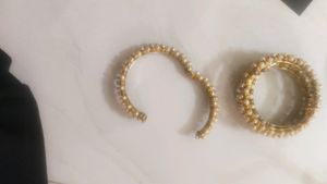 Pearl &amp; Gold Bangle Set