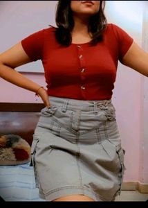 Denim Cargo Skirt Size 34 Or 46