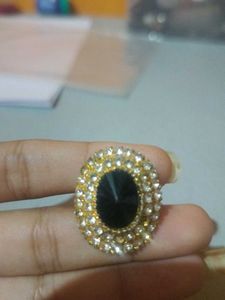 Elegant Black & Gold Statement Ring