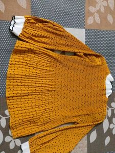 Black Dotted Mustard Colored Top