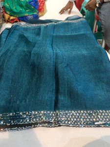 Teal &amp; Silver Sari (Minor Issue)