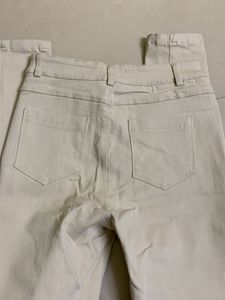 Ripped Knee Beige Pants