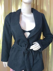 Elegant Black Belted Coat 2dec6