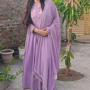 Lavender Anarkali Gown with Dupatta