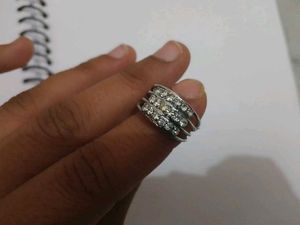 Sparkling Silver Multi-Row Ring