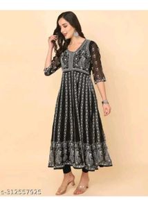 Black Lucknowi Frock