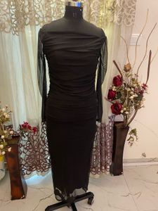 Black Mesh Midi Dress