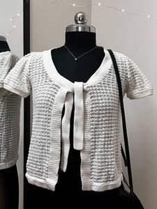 Marks &amp; Spencer White Tie Up Top