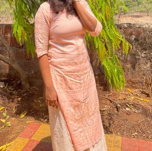 W Brand Pink Embroidered Kurti