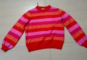 Warm Multi-Tone Striped Long-Sleeve Sweater