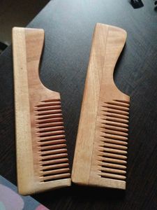 Handcrafted Wooden Hair Combs (Set of 2)