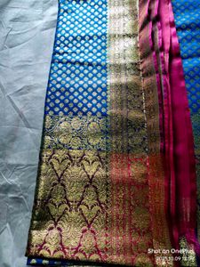 Elegant Blue & pink Benarasi Saree