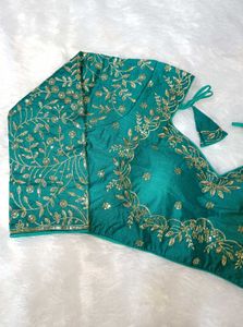 Embroidered Green Full Sleeves Blouse