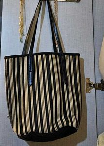 Zara Strip Woven Tote Bag