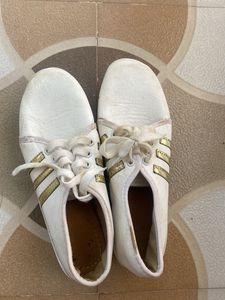 White &amp; Gold Casual Shoes