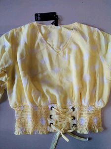 Chic Yellow Floral Print Top