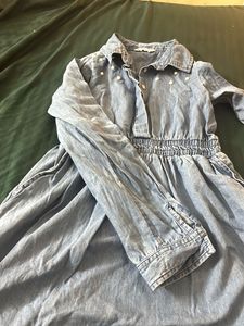Denim Dress With Beautiful Pearl Work