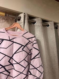 Pink Geometric Print Sweatshirt, Bust-36