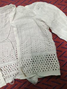 White Embroidered Cotton Shrug