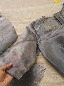 Grey Organza Saree