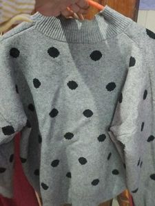 Polka Dot Knitwear (Grey) Size - S