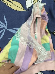 Pastel Striped Lace Collar Sweatshirt