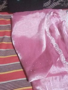 Pink Embellished Saree