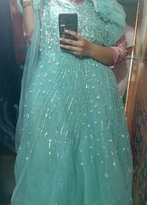 Elegant Aqua Embellished Gown