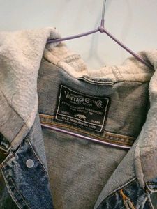 UNISEX Half Denim Jacket With Hoodie Cap