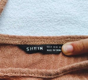 Shein : Brown Ribbed Knit Crop Top