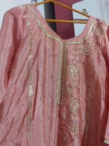Elegant Pink Kurta Set With Parent And Dupatta