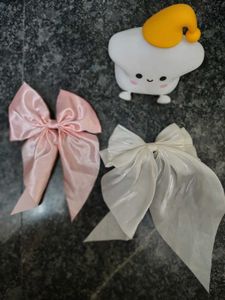 Cute Hair Bows - Pink & White