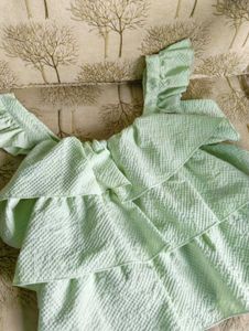 Lime Green Ruffle Tier/Layer Trendy Top