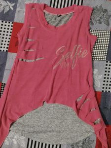 Pink "Selfie" Cutout Top