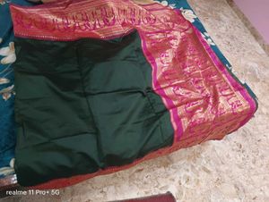 Elegant Green &amp; Pink Silk Saree