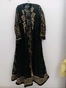 Elegant Black & Gold Embroidered Gown Jacket