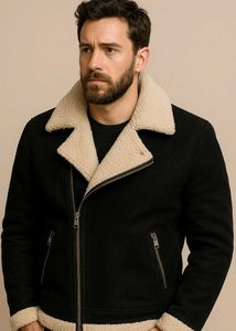 Black Suede Jacket with Faux Fur Lining