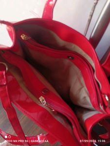 Red Patent Leather Tote Bag
