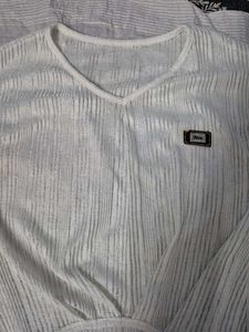 Sheer White V-Neck Top