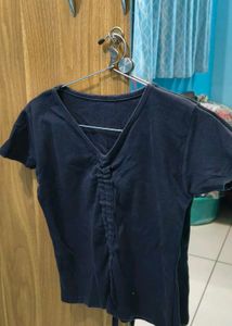 Cute Black V-Neck Top