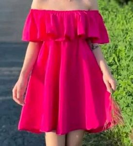 Pink Off-Shoulder Mini Dress