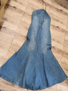 SexyDenim Gownwith Halter Neck