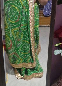 Green Bandhani Saree