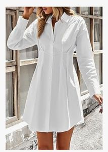 Fitted Y2k White Button-Down Mini Dress