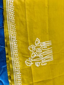 Mustard Yellow Hand-Block Printed Saree