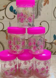 Pink Floral Jars (Set of 6)