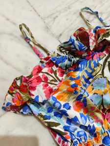 Beach Mini  Dress Multi Colour With Strip