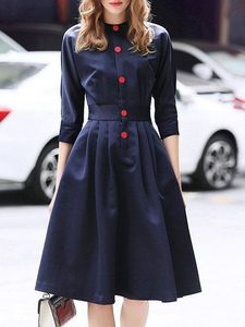 Navy Button-Down Dress