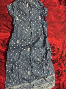 Blue Denim Printed Dress